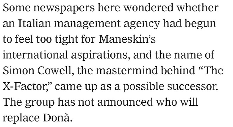 Måneskin Simon Cowell