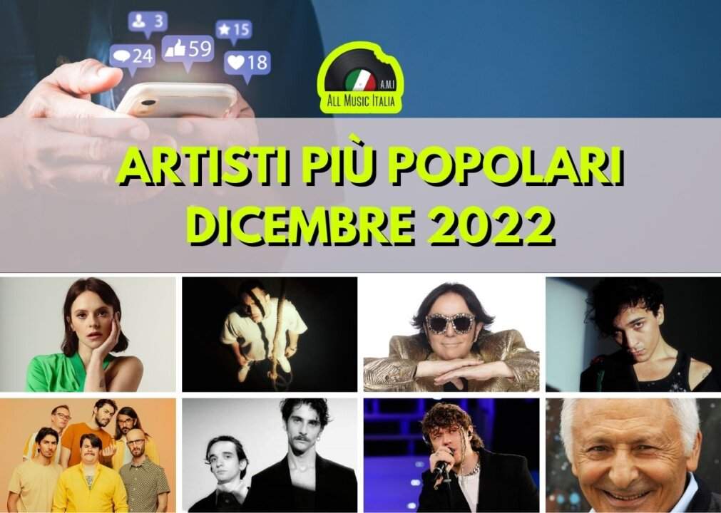 Artisti piu popolari all music italia dicembre 2022