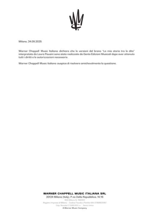 Comunicato Stampa La mia storia tra le dita Laura Pausini