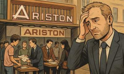 L’Avvocato Fabio Falcone osserva sconfortato il Teatro Ariston dove uomini fanno firmare contratti a giovani artisti emergenti