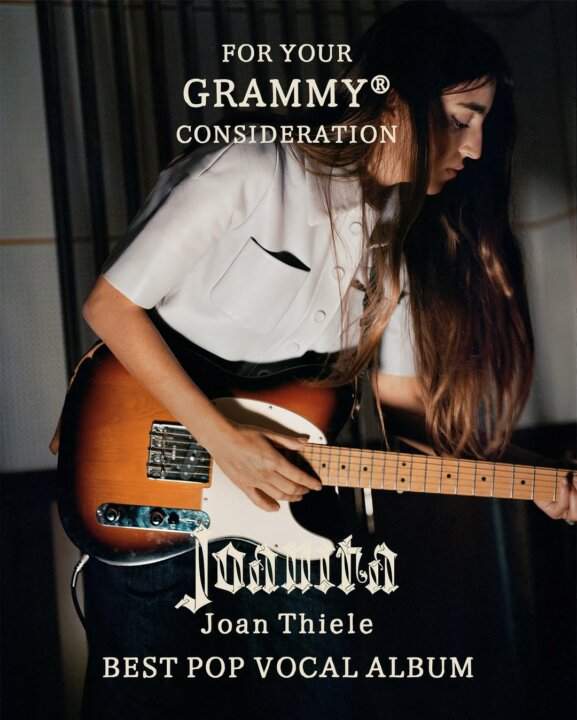 Post Instagram di Joan Thiele con la grafica “Joanita – For Your Grammy Consideration” per la categoria Best Pop Vocal Album