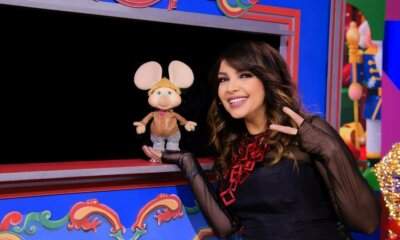 Cristina D'Avena e Topo Gigio negli studi dell'Antoniano per lo Zecchino d'Oro