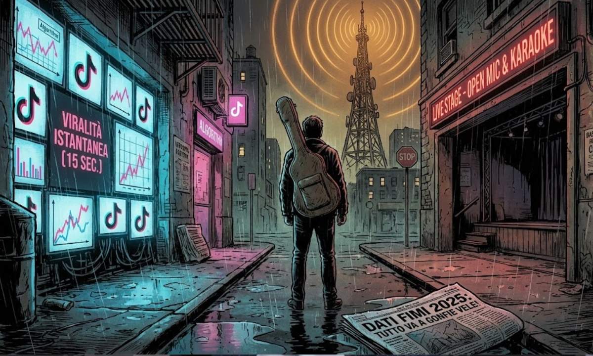 Artista emergente al bivio tra streaming, TikTok, radio e live nel mercato musicale italiano 2025 secondo i dati FIMI