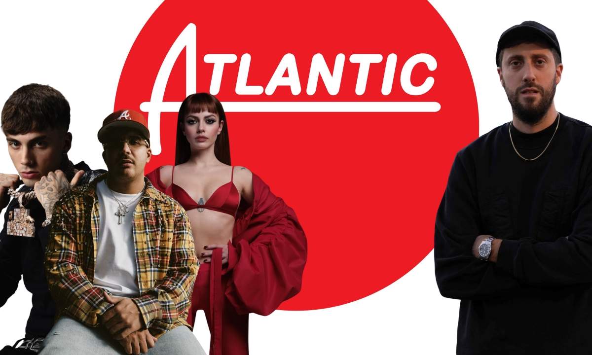 Marco Masoli con il logo Atlantic Records insieme ad Annalisa, Geolier e Tony Boy