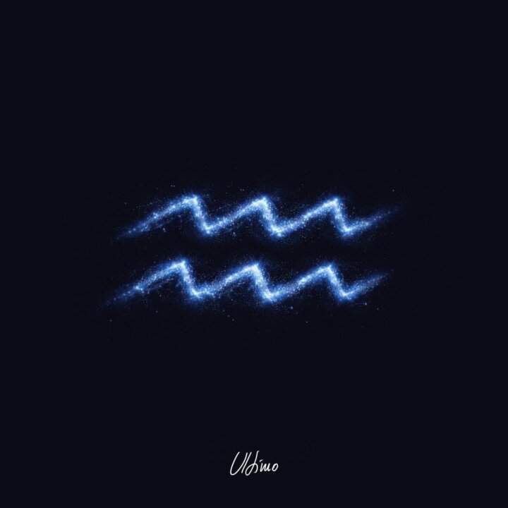 Copertina del singolo Acquario di Ultimo con il simbolo astrologico a onde zig zag