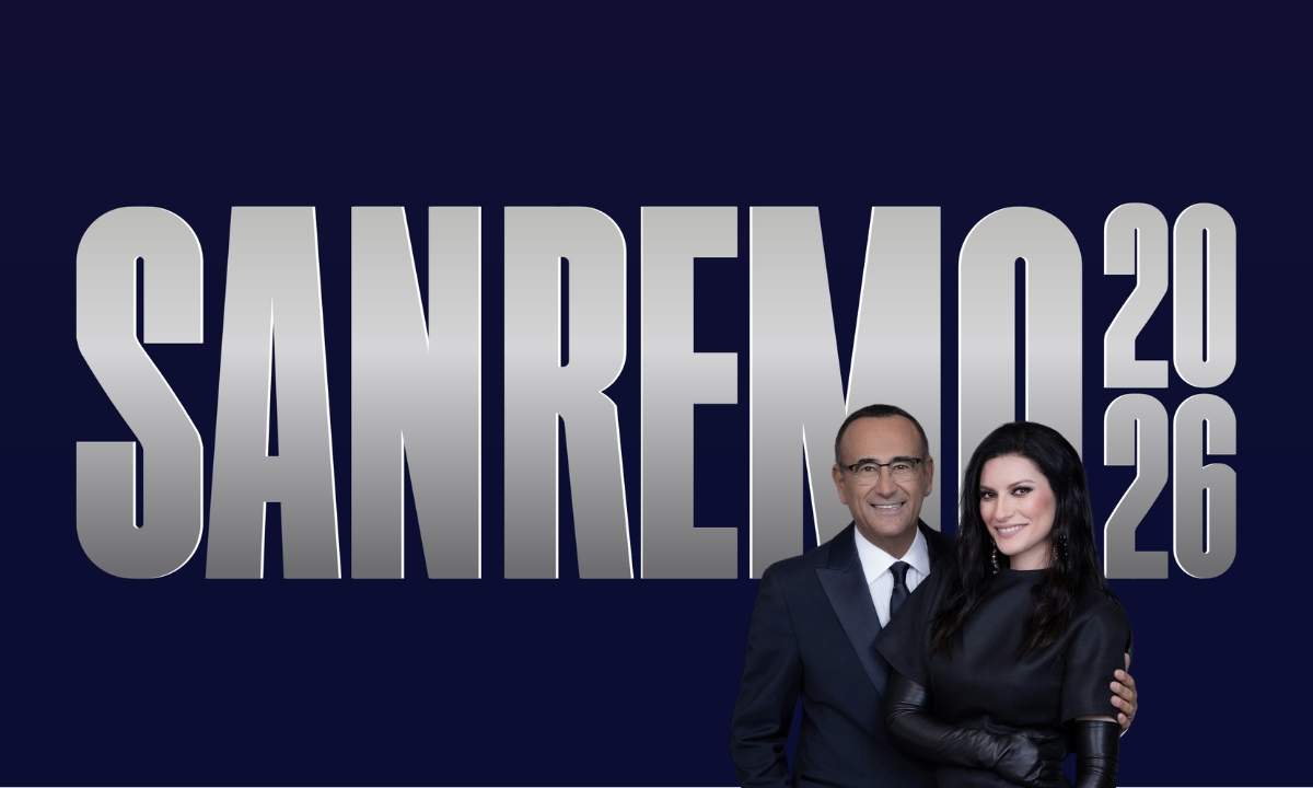 Logo di Sanremo 2026 con Carlo Conti e Laura Pausini