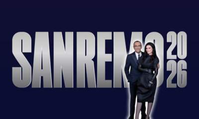 Carlo Conti e Laura Pausini sul palco dell'Ariston nella terza serata di Sanremo 2026