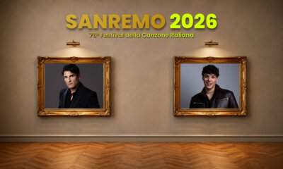 Sal Da Vinci e Nicolò Filippucci nei quadri dorati della copertina di All Music Italia dedicata a Sanremo 2026