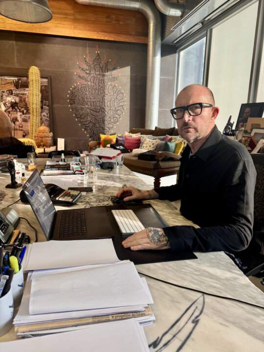 Giacomo Maiolini nei suoi uffici dell'etichetta Time Records