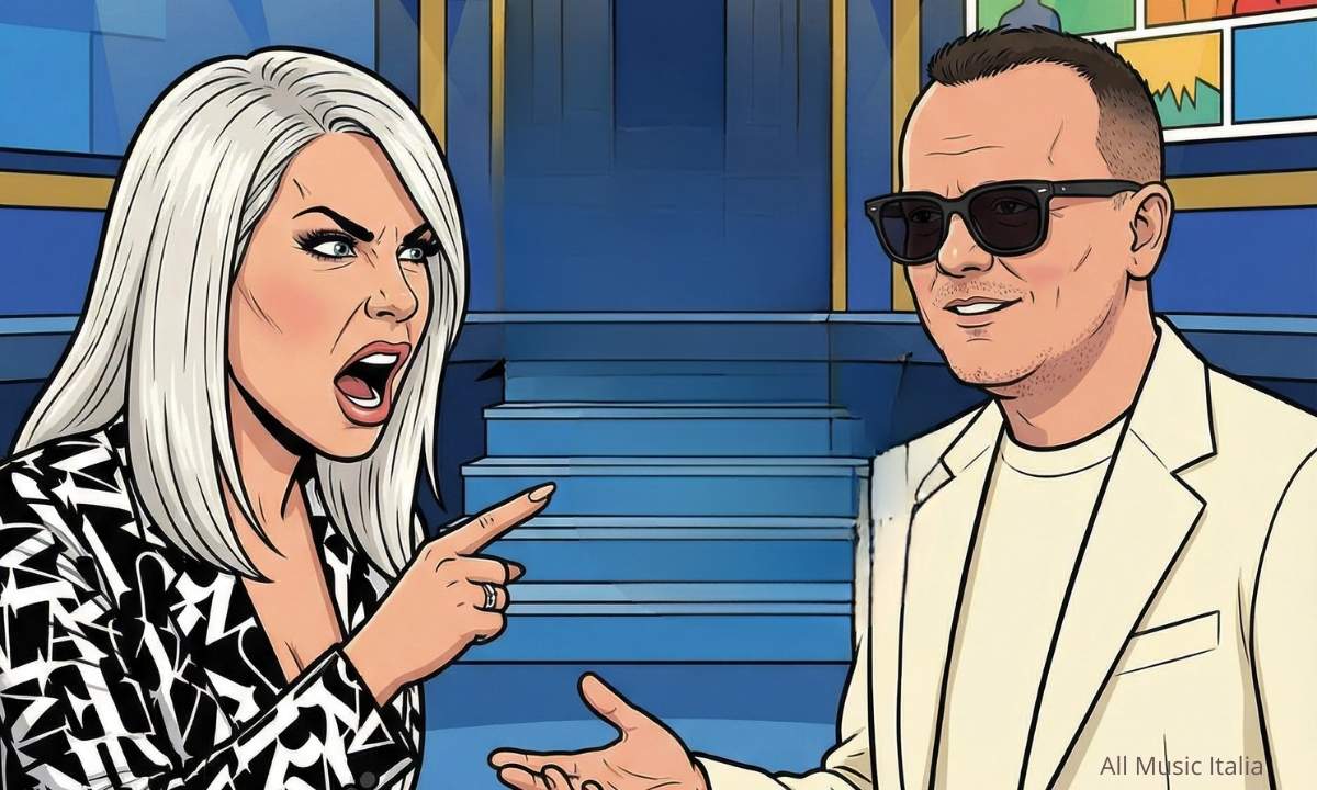 Gigi D'Alessio e Anna Pettinelli durante il loro confronto ad Amici