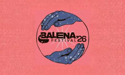 Visual ufficiale di Balena Festival 2026 con il logo del festival al centro su sfondo rosa