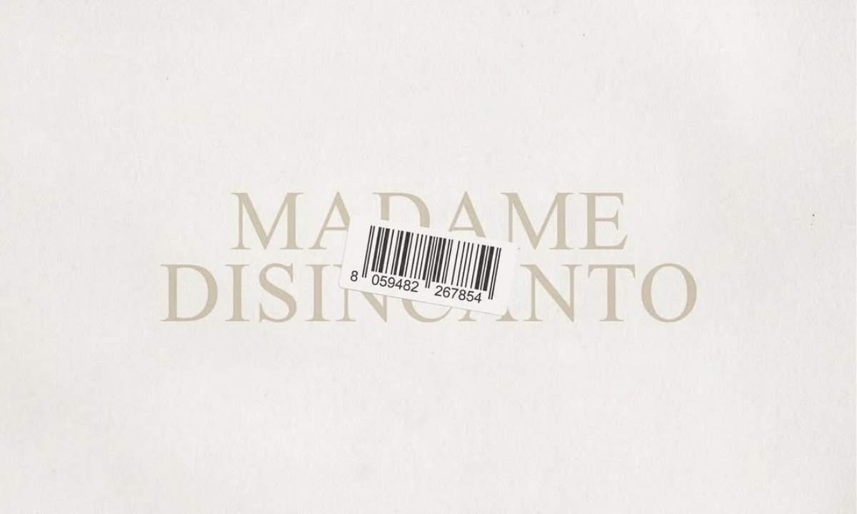 Copertina dell'album Disincanto di Madame con codice a barre su sfondo bianco