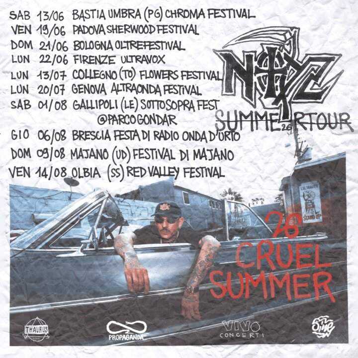 Noyz Narcos Cruel Summer 2026 locandina ufficiale tour date