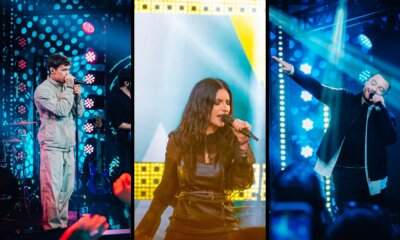 Grafica promozionale degli RDS Showcase in onda su TV8 con i nomi di Tiziano Ferro, Blanco e Laura Pausini