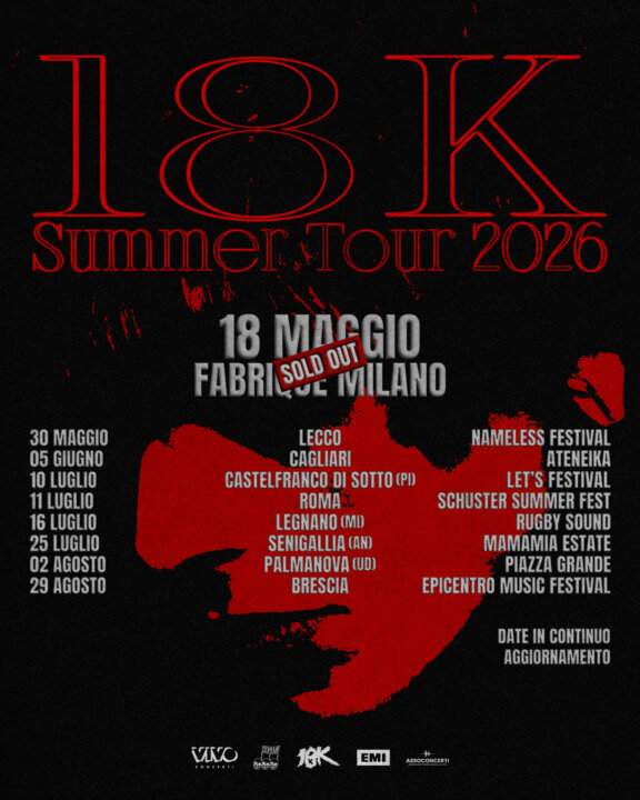 18K tour 2026 date concerti Italia