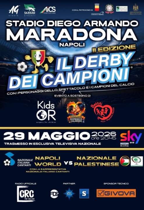 Complete poster of the Derby of Champions 2026 with sponsors, partners and charities