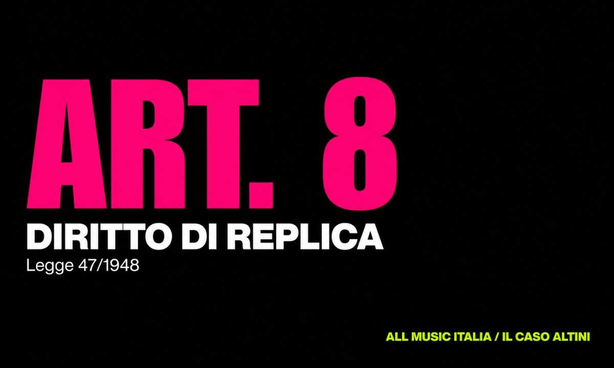 Diritto di replica ex art. 8 Legge 47/1948 - Replica di Antonio Altini su All Music Italia