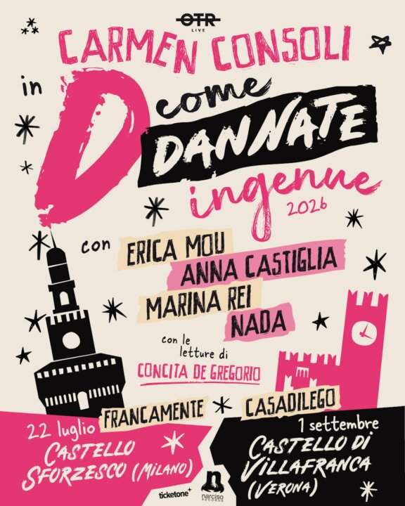 Carmen Consoli porta sul palco il progetto "D come Dannate Ingenue" con altre 7 artiste
