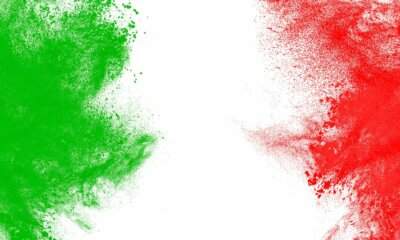 Tricolore italiano stilizzato in polvere verde, bianca e rossa, per le canzoni sull'Italia del 2 giugno