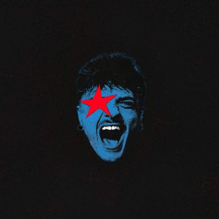 Cover of the album Tutta Vita - Live by Olly, screaming blue face with red star