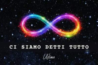 Ultimo, grafica del brano Ci siamo detti tutto con il simbolo dell'infinito su sfondo cosmico