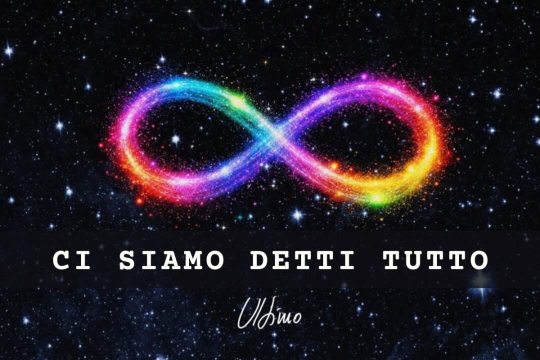 Ultimo, grafica del brano Ci siamo detti tutto con il simbolo dell'infinito su sfondo cosmico