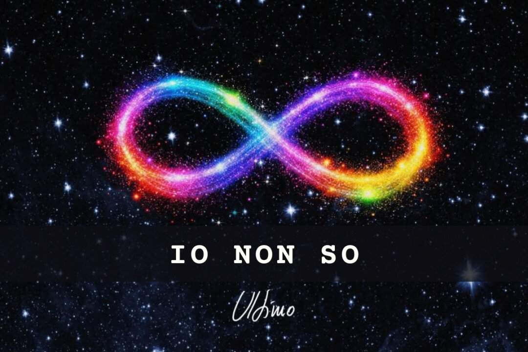 Ultimo, grafica del brano Io non so con il simbolo dell'infinito su sfondo cosmico