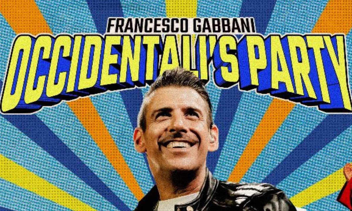 Francesco Gabbani sorridente sulla grafica pop di Occidentali's Party, l'annuncio dei concerti 2027