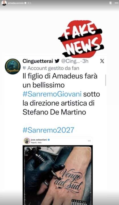 Amadeus denies the rumors about José Sebastiani at Sanremo Giovani 2027 with FAKE NEWS