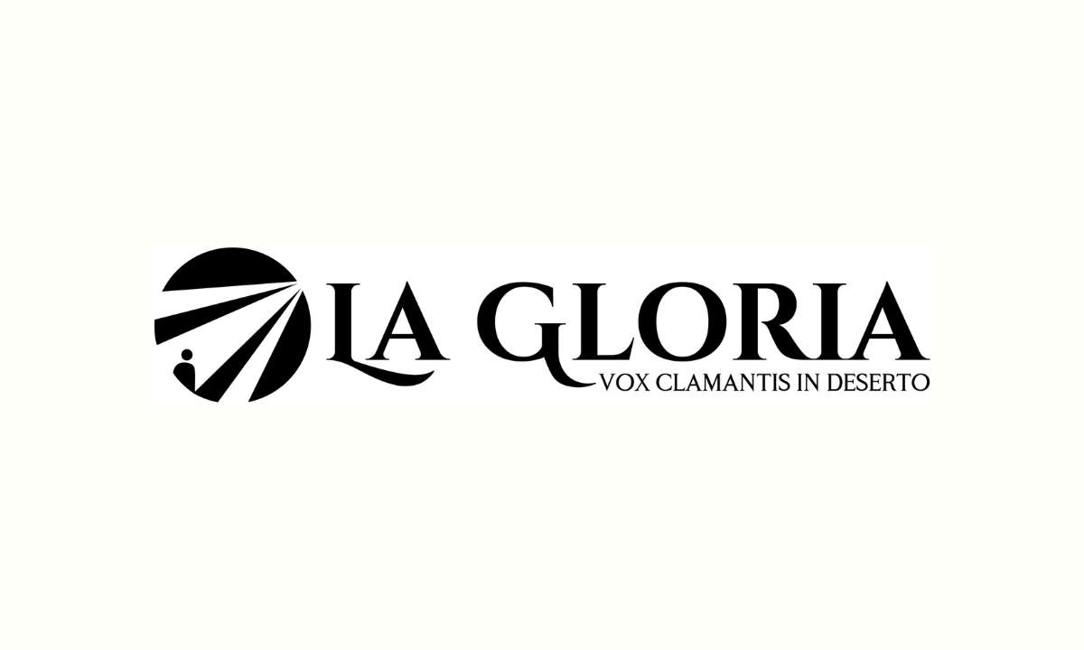 Logo dell'etichetta La Gloria con il motto Vox clamantis in deserto e i raggi di luce sulla figura di Giovanni Battista