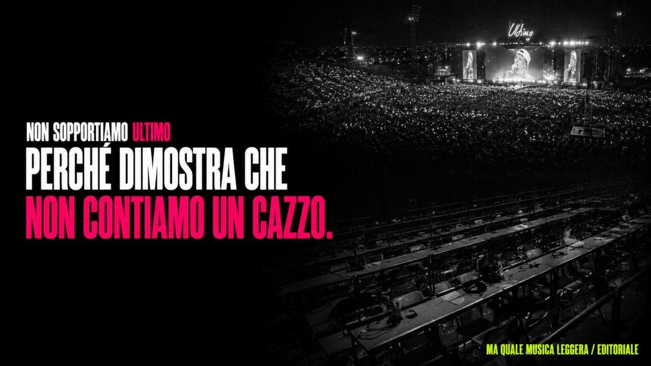 Concerto di Ultimo a Tor Vergata con la tribuna stampa vuota, copertina editoriale All Music Italia