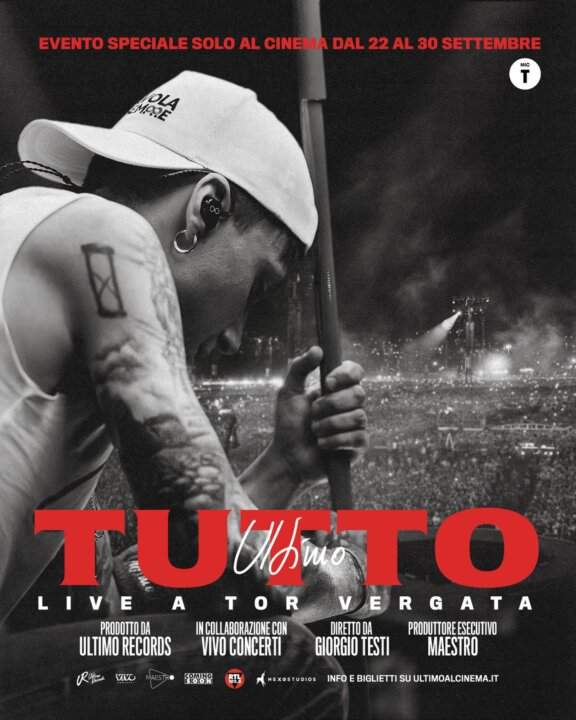 Locandina di TUTTO. Live a Tor Vergata, il concerto di Ultimo al cinema dal 22 al 30 settembre 2026