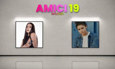 Gaia e Nyv nelle due cornici della copertina dell'annata Amici 19 di All Music Italia