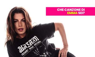 Emma Marrone con maglia nera oversize, copertina del test "Che canzone di Emma sei?" di All Music Italia