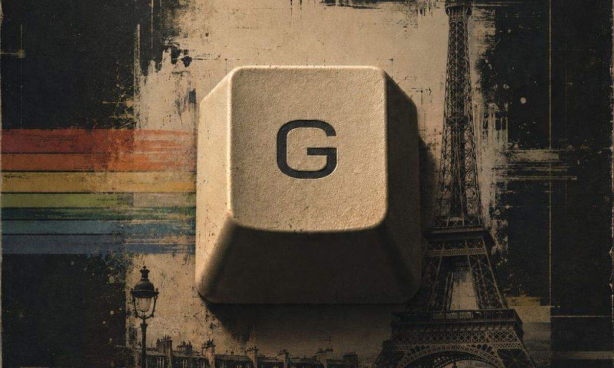 Copertina di Dimanche Midi Pile di Gisèle: un tasto G di tastiera sopra la Torre Eiffel