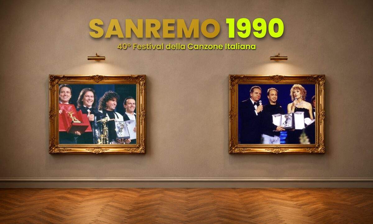 I Pooh vincitori del Festival di Sanremo 1990 con Uomini soli.