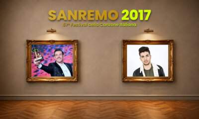 Francesco Gabbani con il leoncino di Sanremo 2017 e Lele, vincitore delle Nuove Proposte