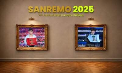 Olly e Settembre con i premi di Sanremo 2025 in due cornici dorate, copertina dell'annata All Music Italia