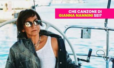Gianna Nannini seduta su una barca con occhiali a specchio, copertina del test "Che canzone di Gianna Nannini sei?" di All Music Italia