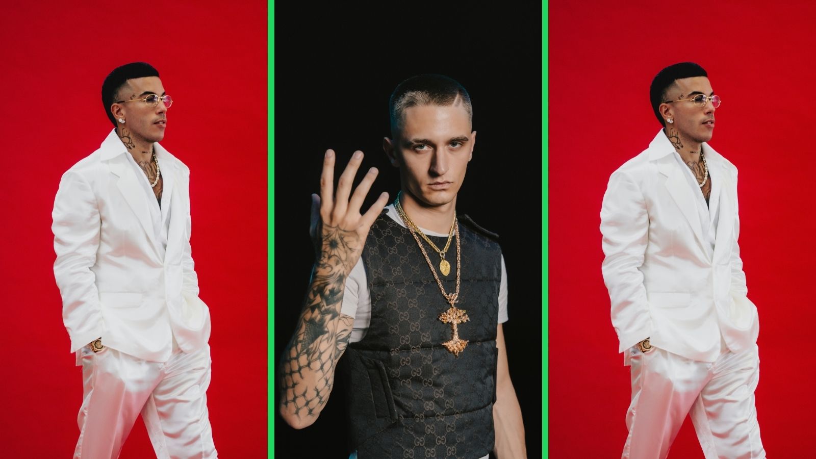 Sfera Ebbasta e 22Simba in un montaggio per la classifica Spotify della settimana 39, con gli artisti più ascoltati in Italia