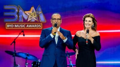 Carlo Conti e Vanessa Incontrada alla seconda serata dei Music Awards 2026 all'Arena di Verona