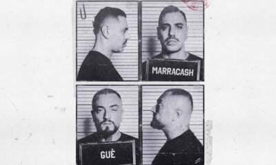 Copertina del singolo Casini di Marracash e Guè, foto segnaletiche in bianco e nero stile mugshot