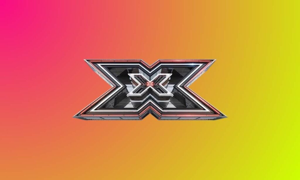 Logo di X Factor 2026 su sfondo sfumato rosa, arancione e giallo