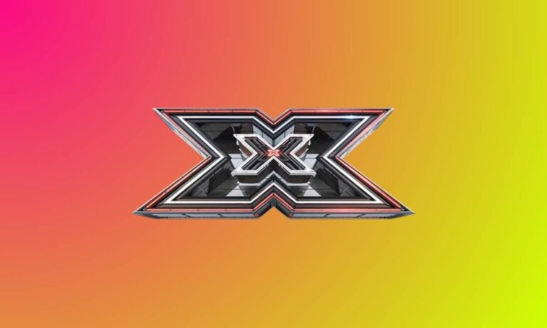 Logo di X Factor 2026 su sfondo sfumato rosa, arancione e giallo