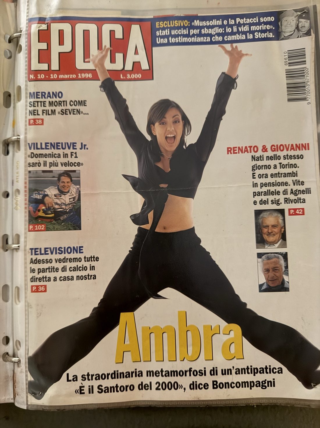 Copertina di Epoca, 10 marzo 1996: Ambra, la straordinaria metamorfosi di un'antipatica