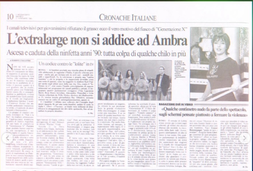 Il Messaggero, 21 novembre 1995: L'extralarge non si addice ad Ambra