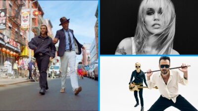 Collage dei primi tre della classifica radio EarOne settimana 44 2026: Jovanotti e Samurai Jay, Miley Cyrus, Cesare Cremonini