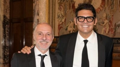 Sergio Cerruti di Just Entertainment, a destra, con Gianni Di Sario, già titolare di Fonola Dischi