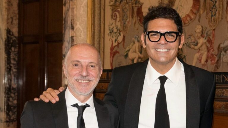 Sergio Cerruti di Just Entertainment, a destra, con Gianni Di Sario, già titolare di Fonola Dischi