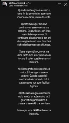 Storia Instagram di Stefano Clessi: Eclectic lascia un grosso incarico e i manager sono SANTI della nostra industria
